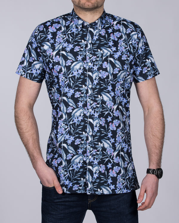 2t Short Sleeve Tall Floral Shirt (navy/lilac)