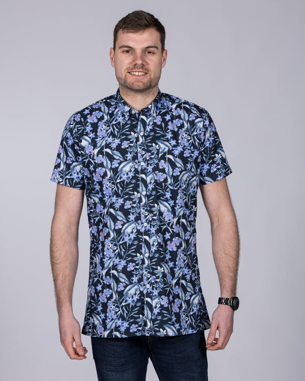 2t Short Sleeve Tall Floral Shirt (navy/lilac)
