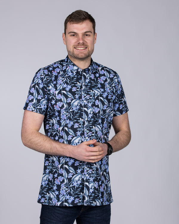 2t Short Sleeve Tall Floral Shirt (navy/lilac)