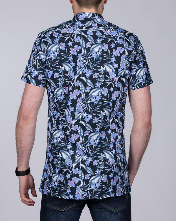 2t Short Sleeve Tall Floral Shirt (navy/lilac)