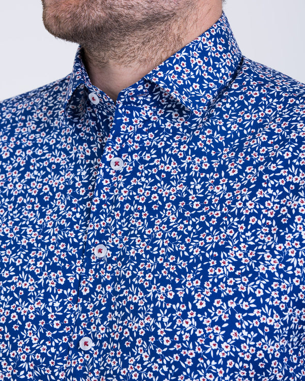 2t Slim Fit Long Sleeve Tall Shirt (navy flowers)