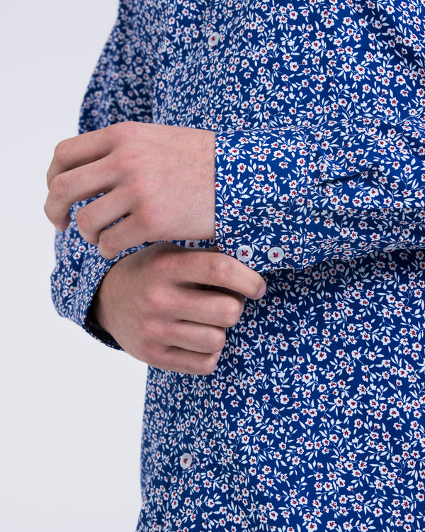 2t Slim Fit Long Sleeve Tall Shirt (navy flowers)
