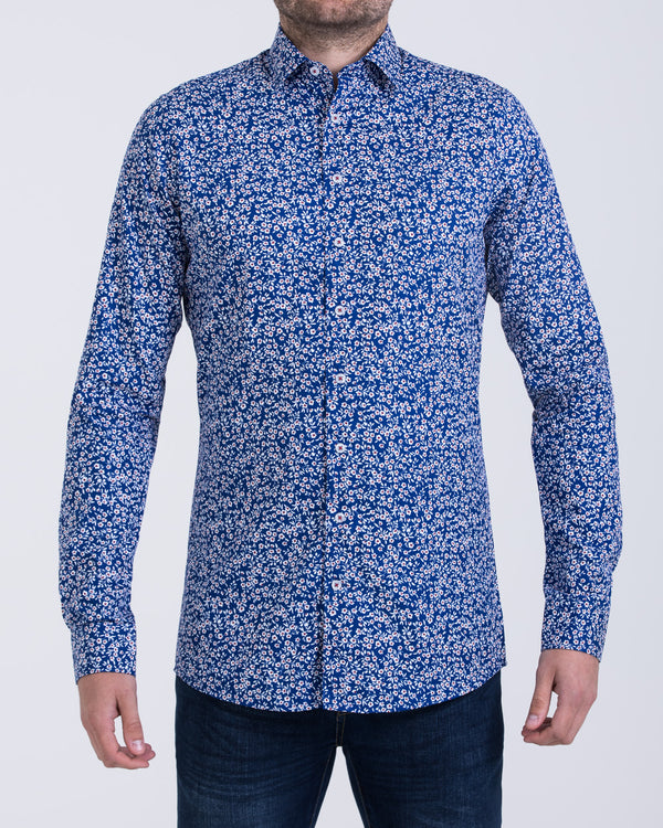 2t Slim Fit Long Sleeve Tall Shirt (navy flowers)