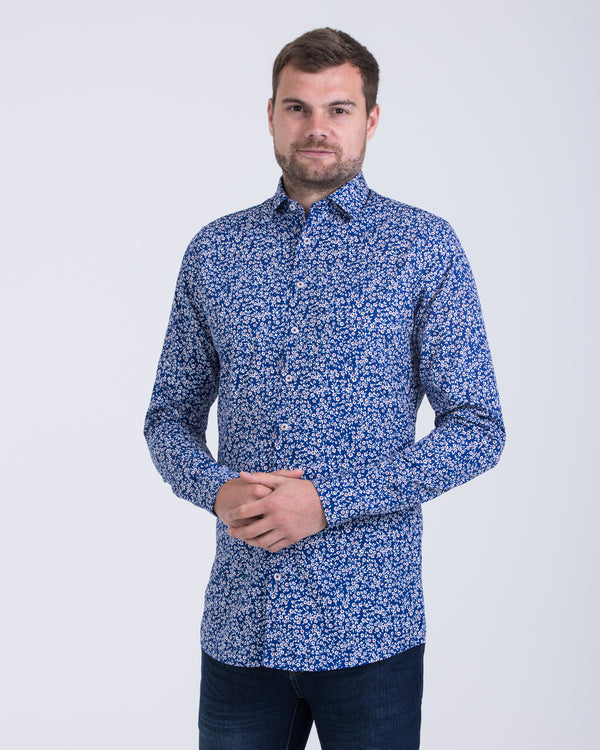 2t Slim Fit Long Sleeve Tall Shirt (navy flowers)