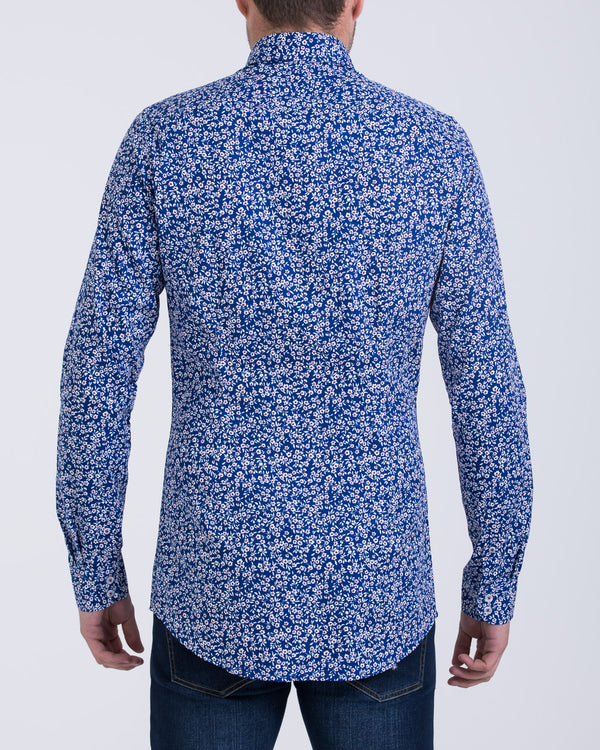 2t Slim Fit Long Sleeve Tall Shirt (navy flowers)