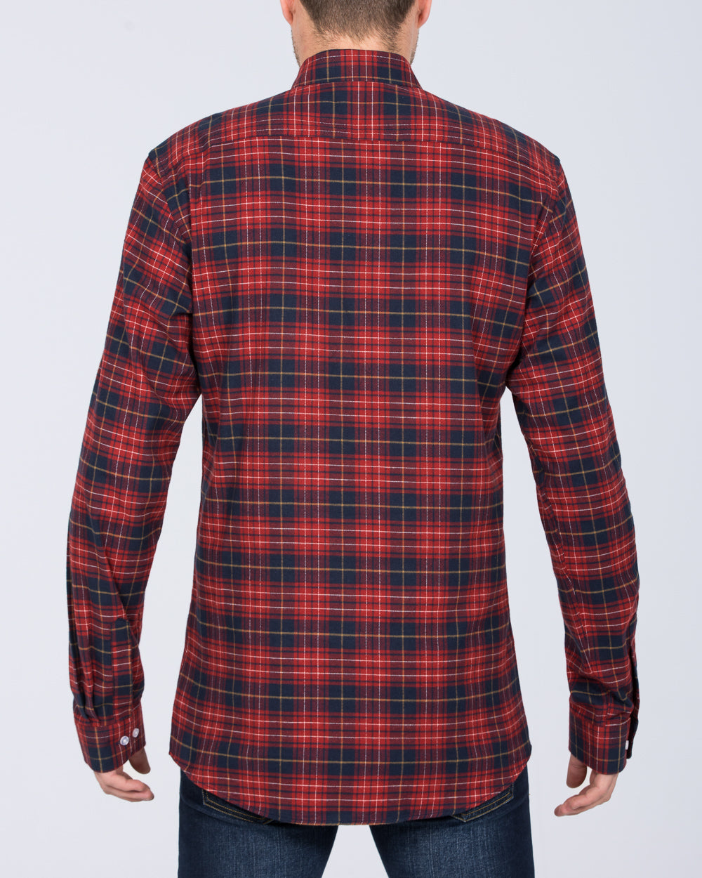 2t Regular Fit Long Sleeve Tall Checked Shirt (red/navy)