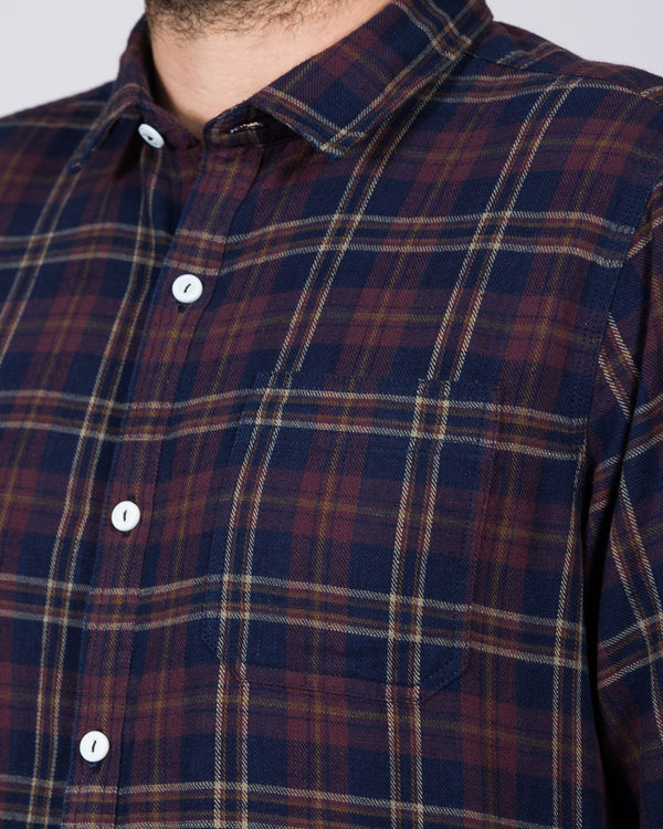 2t Slim Fit Long Sleeve Tall Checked Shirt (maroon)
