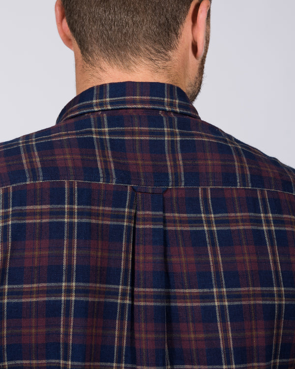 2t Slim Fit Long Sleeve Tall Checked Shirt (maroon)