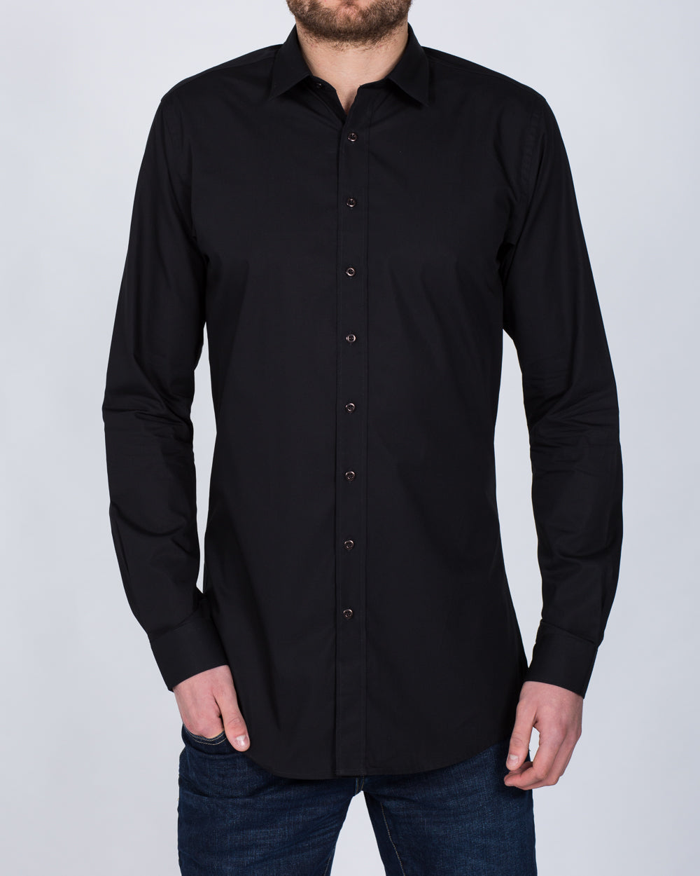 2t Slim Fit Tall Men Extra Long Length Shirt (black) | Tall Mens Clothing |  2tall.com