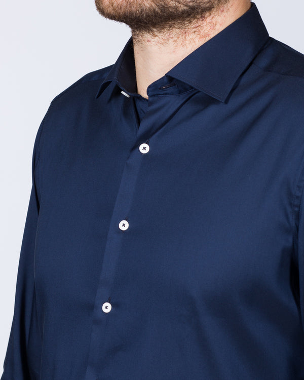 Eterna Slim Fit Stretch Tall Shirt (navy)