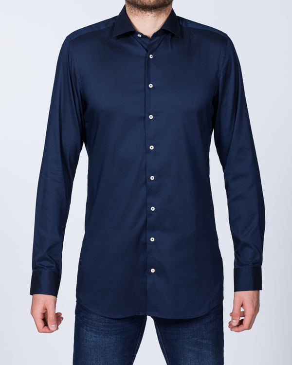 Eterna Slim Fit Stretch Tall Shirt (navy)