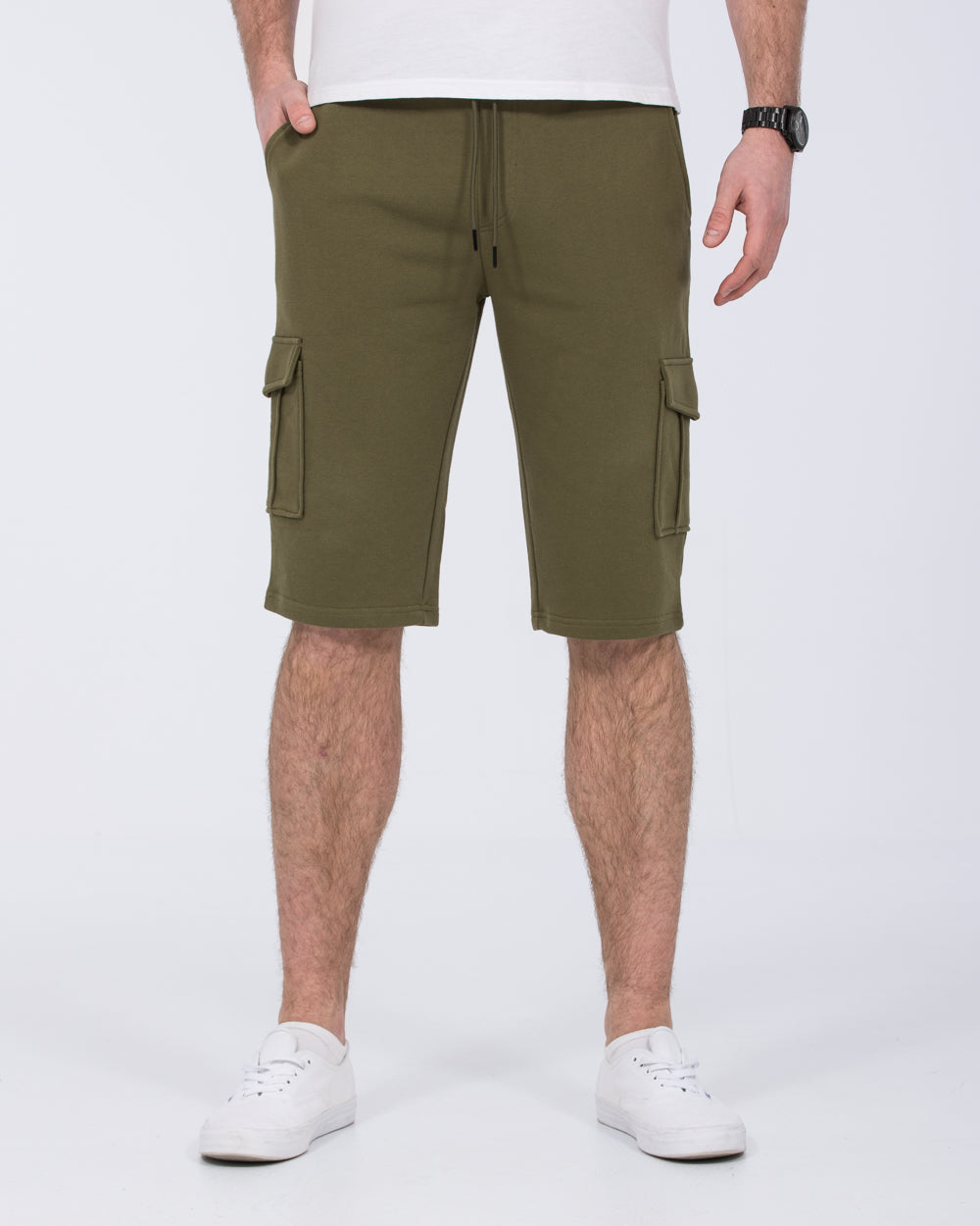 2t Freddy Tall Mens Extra Long Cargo Sweat Shorts (black) | Tall
