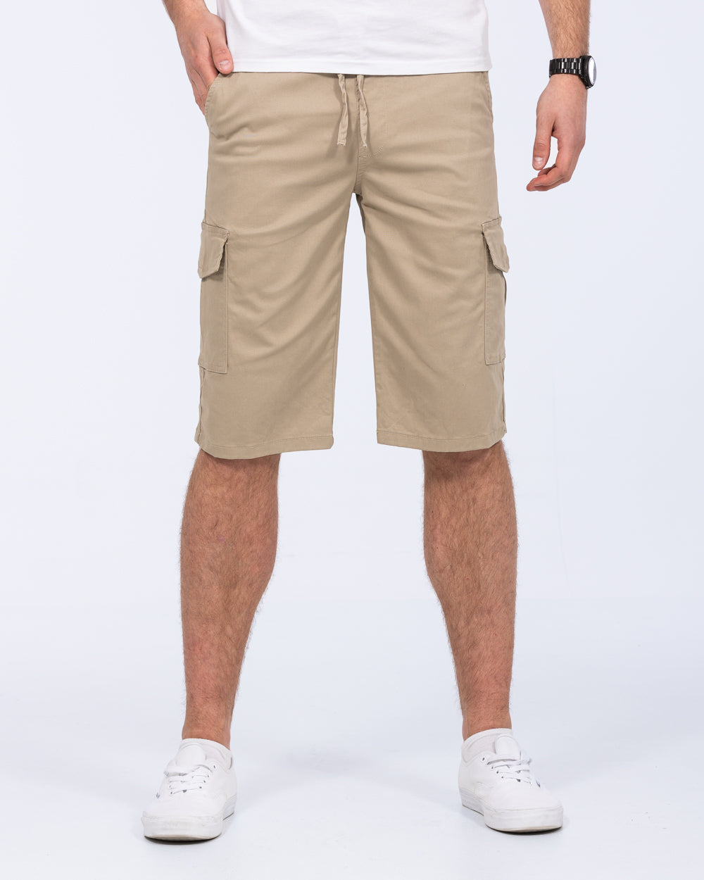 2t Mateo Tall Mens Extra Long Cargo Shorts (beige) 13 / 15 Inch Inseam ...