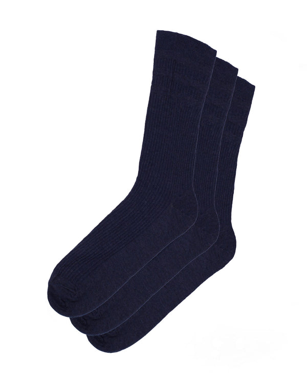 HJ Hall Softop Wool Socks 3 Pack (navy)