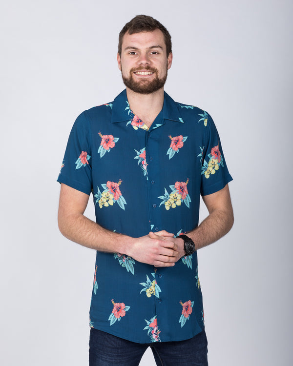 2t Short Sleeve Tall Shirt (indigo floral)