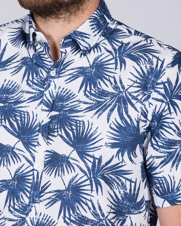 2t Leo Slim Fit Short Sleeve Tall Shirt (blue palm)