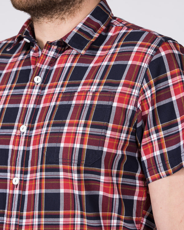 2t Slim Fit Short Sleeve Tall Shirt (red/navy check)