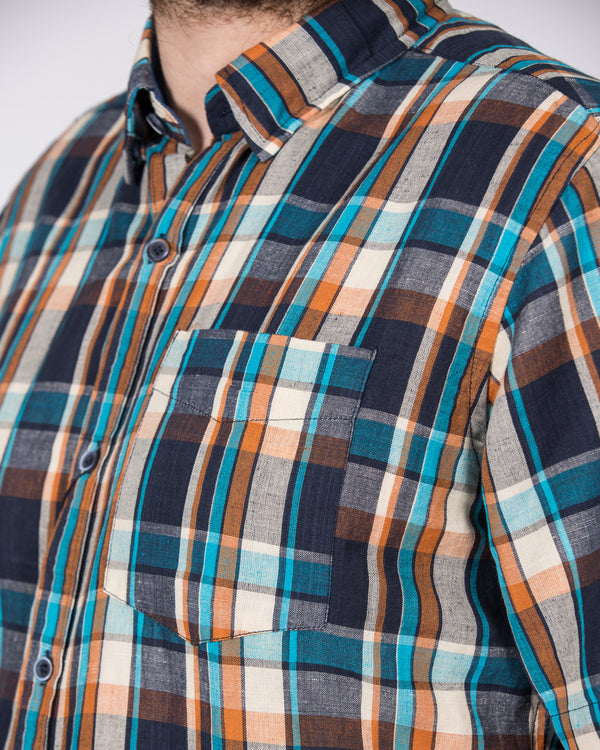 2t Slim Fit Short Sleeve Tall Shirt (turquoise check)