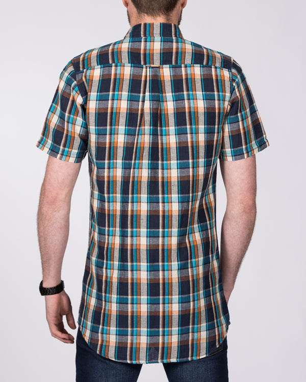 2t Slim Fit Short Sleeve Tall Shirt (turquoise check)