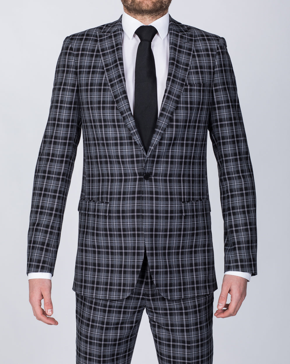 Skopes Kiefer Slim Fit Tall Suit Jacket (black/grey check) | Tall Mens ...