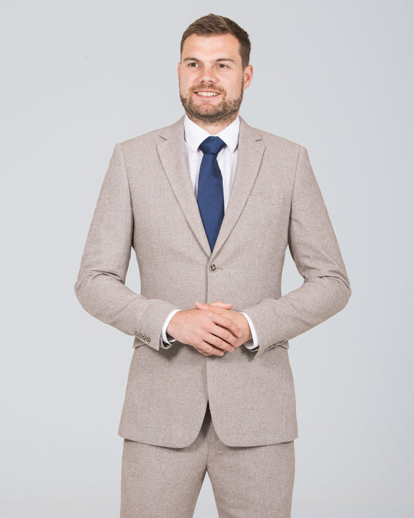 Skopes Jude Slim Fit Tall Suit (stone herringbone) Tall Mens