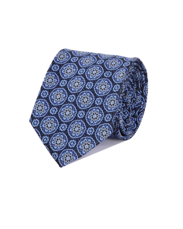Double Two Extra Long Floral Tie (blue)