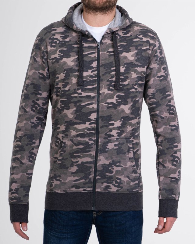 2t Zip Up Tall Camo Hoodie (charcoal)