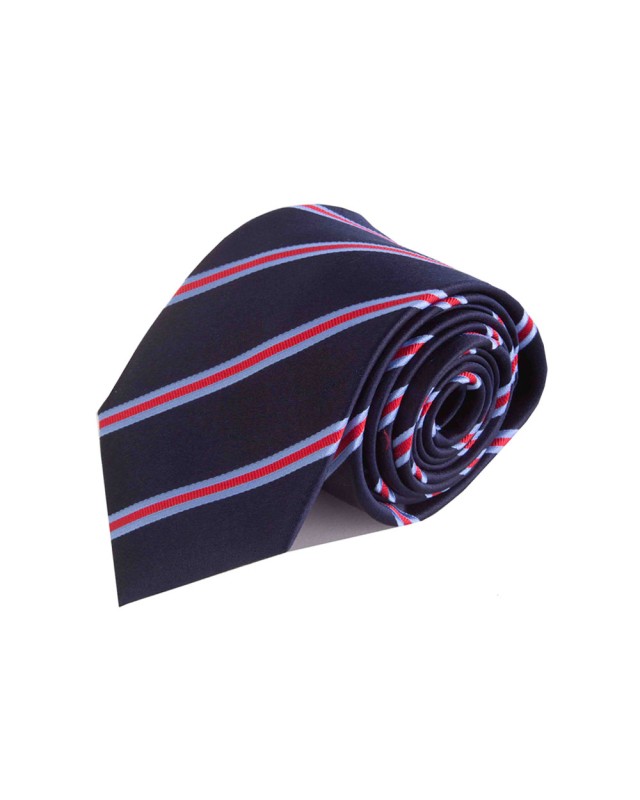 Double Two Silk Extra Long Striped Tie (red navy)