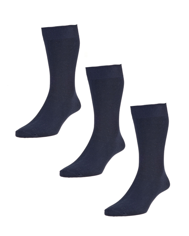 HJ Hall Cotton Plain Socks 3 Pack (navy)