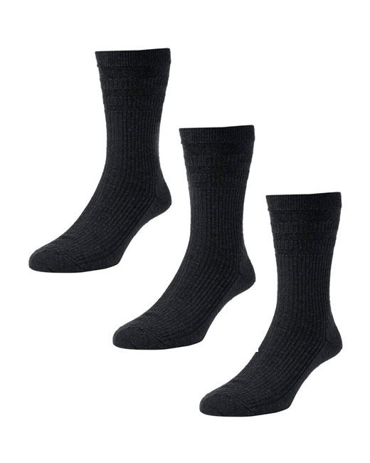 HJ Hall Softop Wool Socks 3 Pack (black)