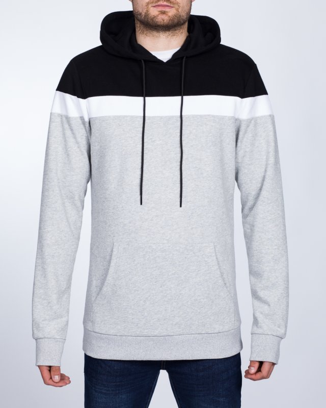 2t Riley Striped Pullover Tall Hoodie (grey/white/black)