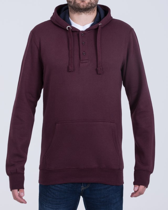 2t Pullover Tall Quarter Button Hoodie (burgundy)