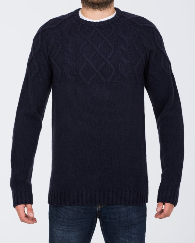 2t Tall Lambswool Cable Knit Jumper (navy)
