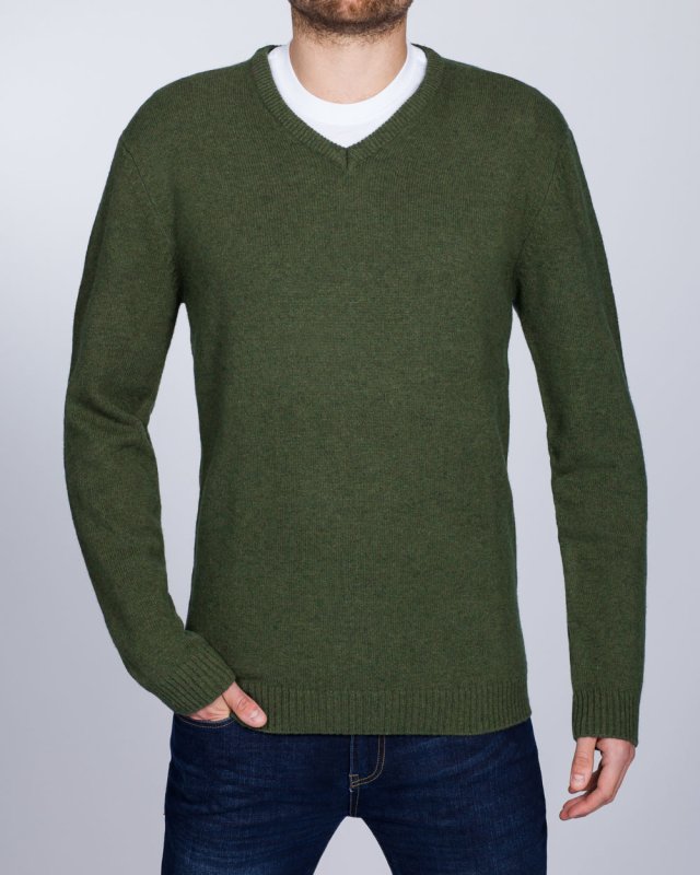2t Tall Lambswool V-Neck Jumper (olive)