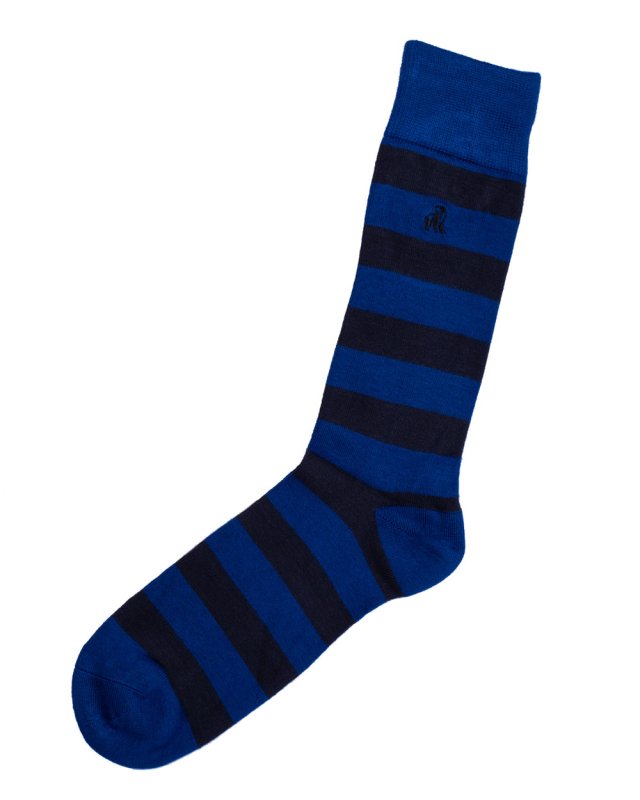 Swole Panda Bamboo Socks 1 Pair (blue/charcoal striped)
