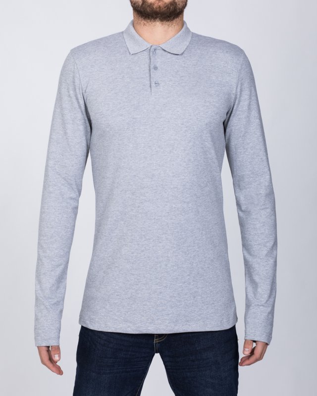 2t Slim Fit Long Sleeve Polo Shirt (heather grey)