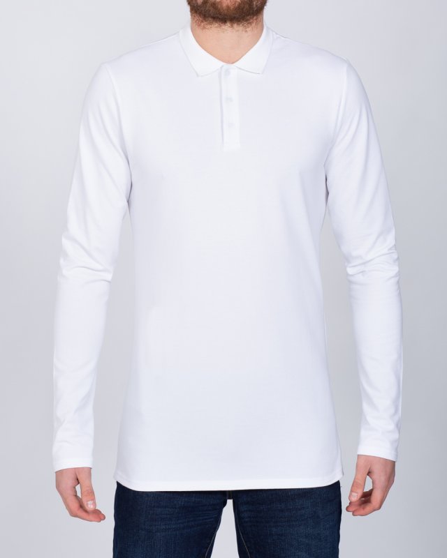 2t Slim Fit Long Sleeve Polo Shirt (white)