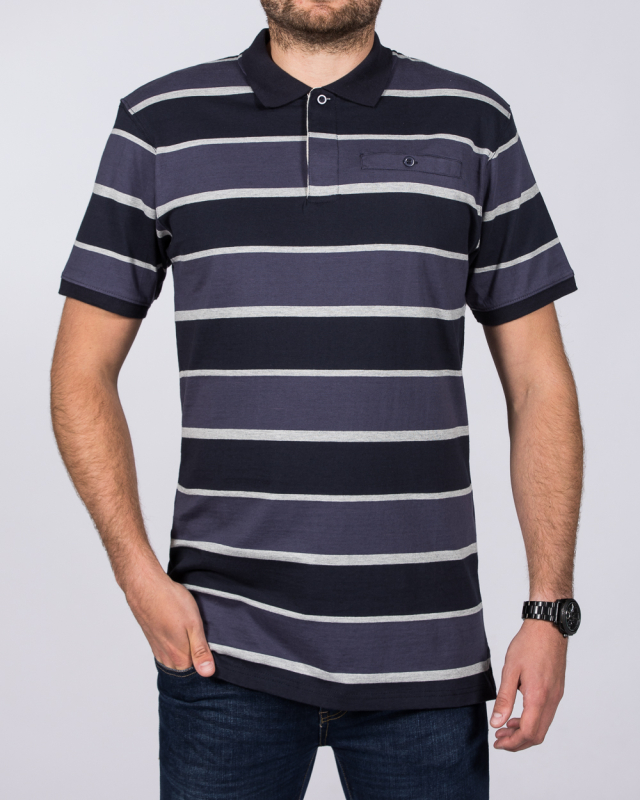 2t Regular Fit Tall Rugby Striped Polo Shirt (indigo)