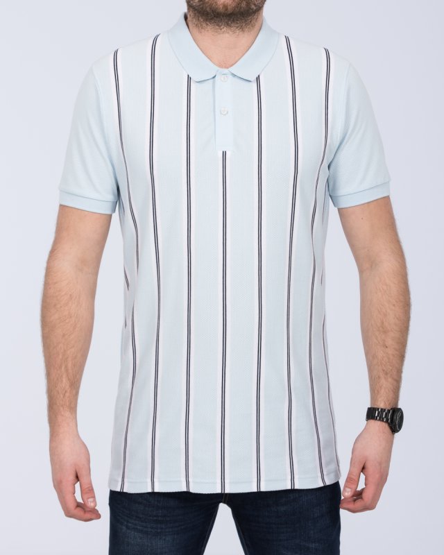 2t Slim Fit Tall Vertical Striped Polo Shirt (ice blue)