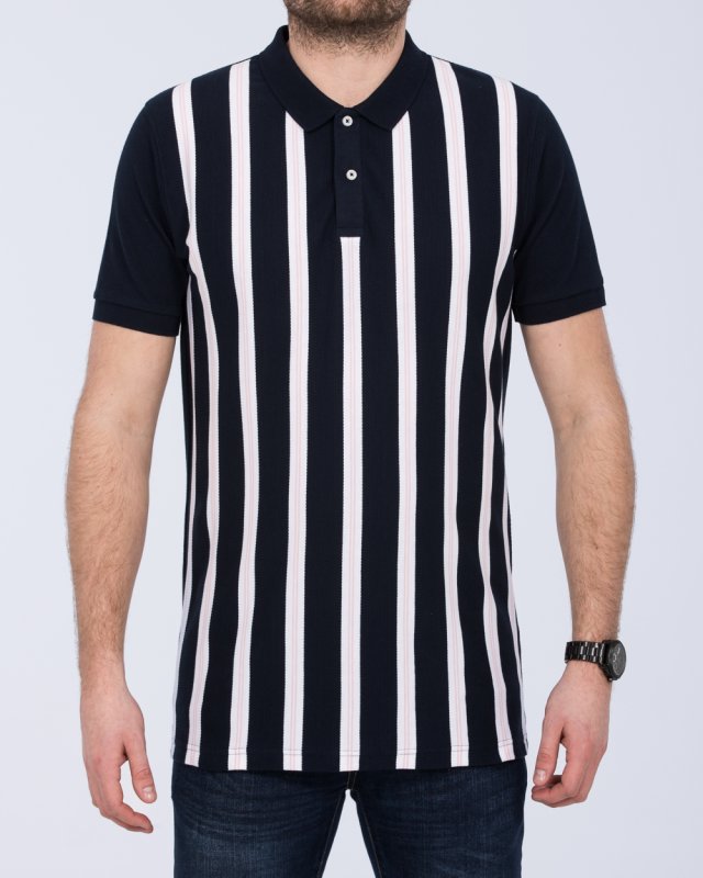 2t Slim Fit Tall Vertical Striped Polo Shirt (navy)