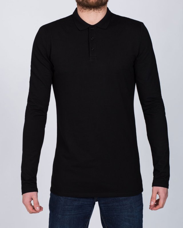 2t Slim Fit Long Sleeve Polo Shirt (black)