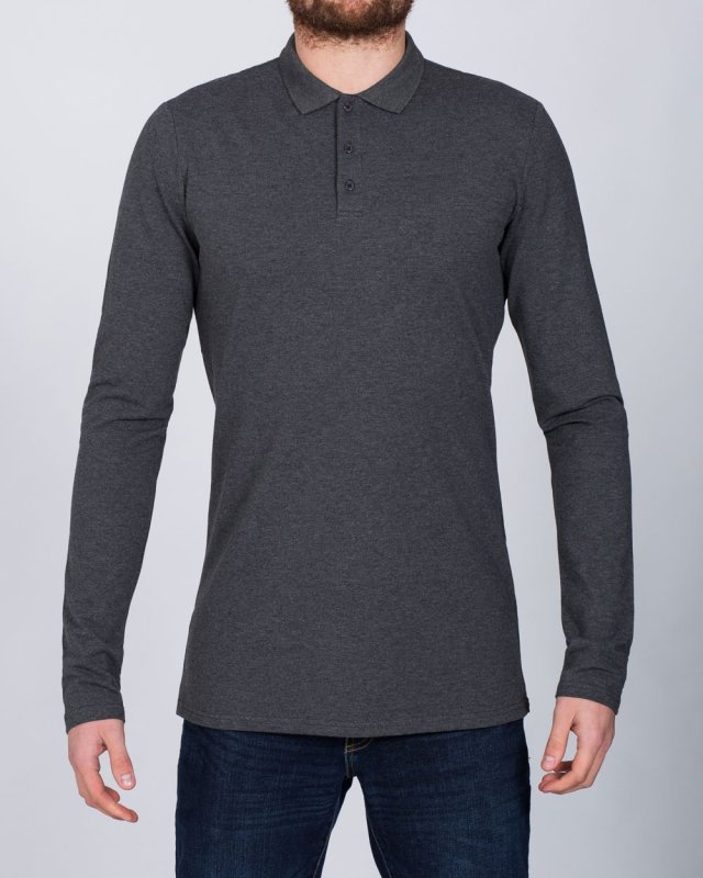 2t Slim Fit Long Sleeve Polo Shirt (charcoal)