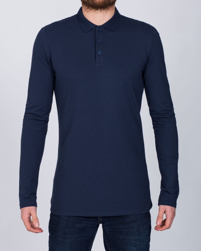 2t Slim Fit Long Sleeve Polo Shirt (navy)