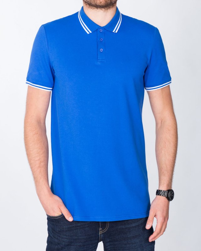 2t Slim Tall Tipped Polo Shirt (mid blue)