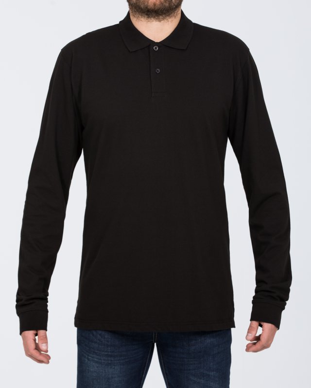 2t Regular Fit Tall Long Sleeve Polo Shirt (black)