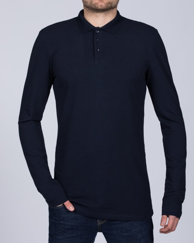 2t Slim Fit Long Sleeve Polo Shirt (dark blue)