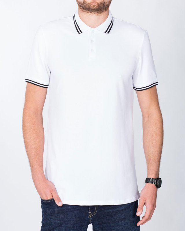 2t Slim Tall Tipped Polo Shirt (white)