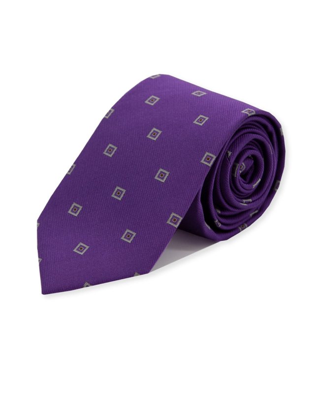 Double Two Silk Extra Long Printed Tie (purple)