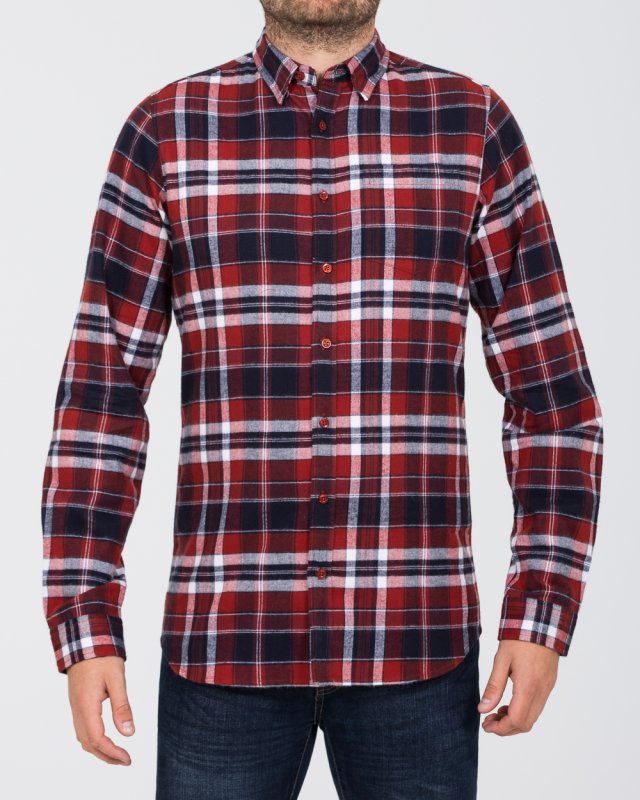 2t Slim Fit Long Sleeve Tall Shirt (red check)