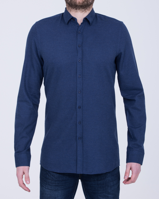 2t Carlos Slim Fit Long Sleeve Tall Shirt (dark blue)